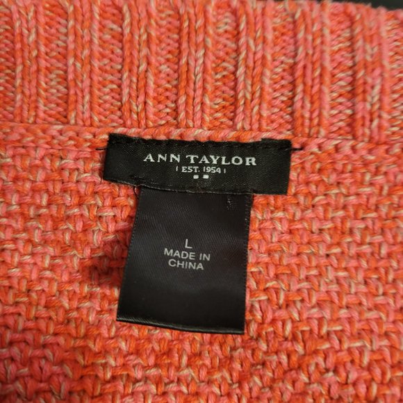 Ann Taylor Coral & Tan Heavy Cardigan - Picture 4 of 5